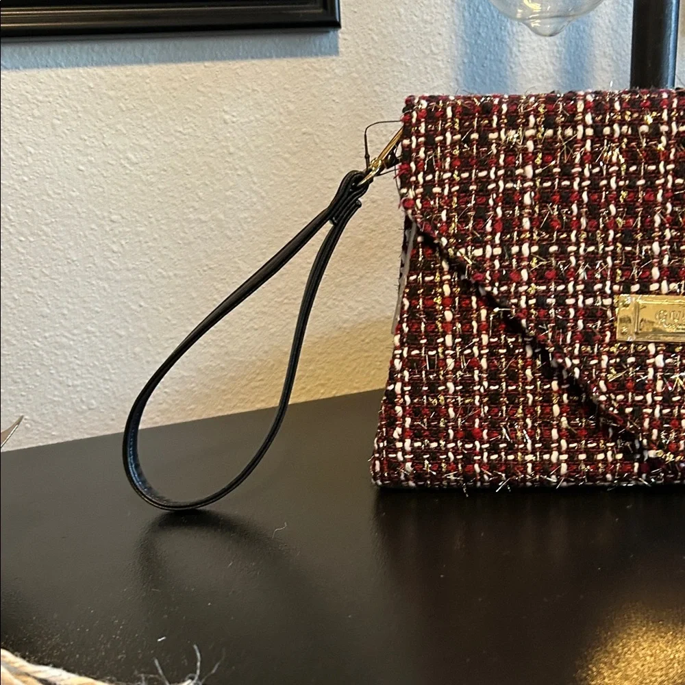 GUESS Burgundy Tweed Clutch